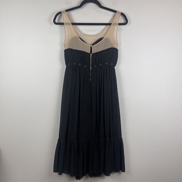 3.1 Phillip Lim Womens Silk Dress Size 0 Black Cream Embellished Flowy Cocktail - Picture 8 of 14